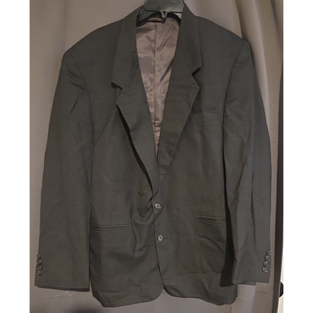 Hardy Amies Grey Glen Check Pure Wool Sport Coat, Men's 42R Two Button Blazer - Thumbnail 3