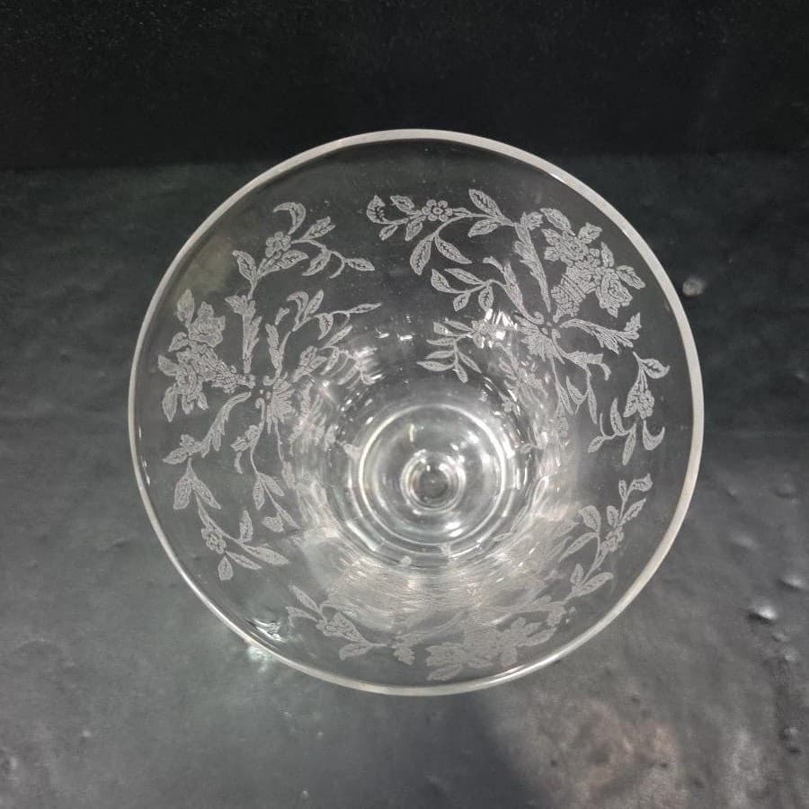Morgantown Lace Bouquet Iced Tea Glass, Vintage Etched Floral Stemware Drinkware - Thumbnail 7