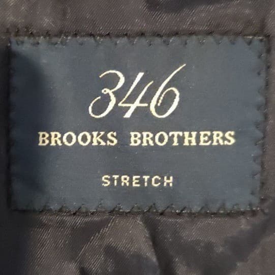 Brooks Brothers 346 Navy Blue Wool Stretch 3 Button Blazer, Men's 44L Sport Coat - Thumbnail 5