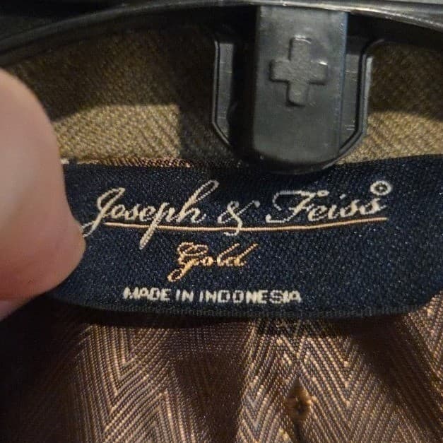Joseph & Feiss Gold Plaid Brown Blazer, Men's 42R Sport Coat, Beige Jacket - Thumbnail 8