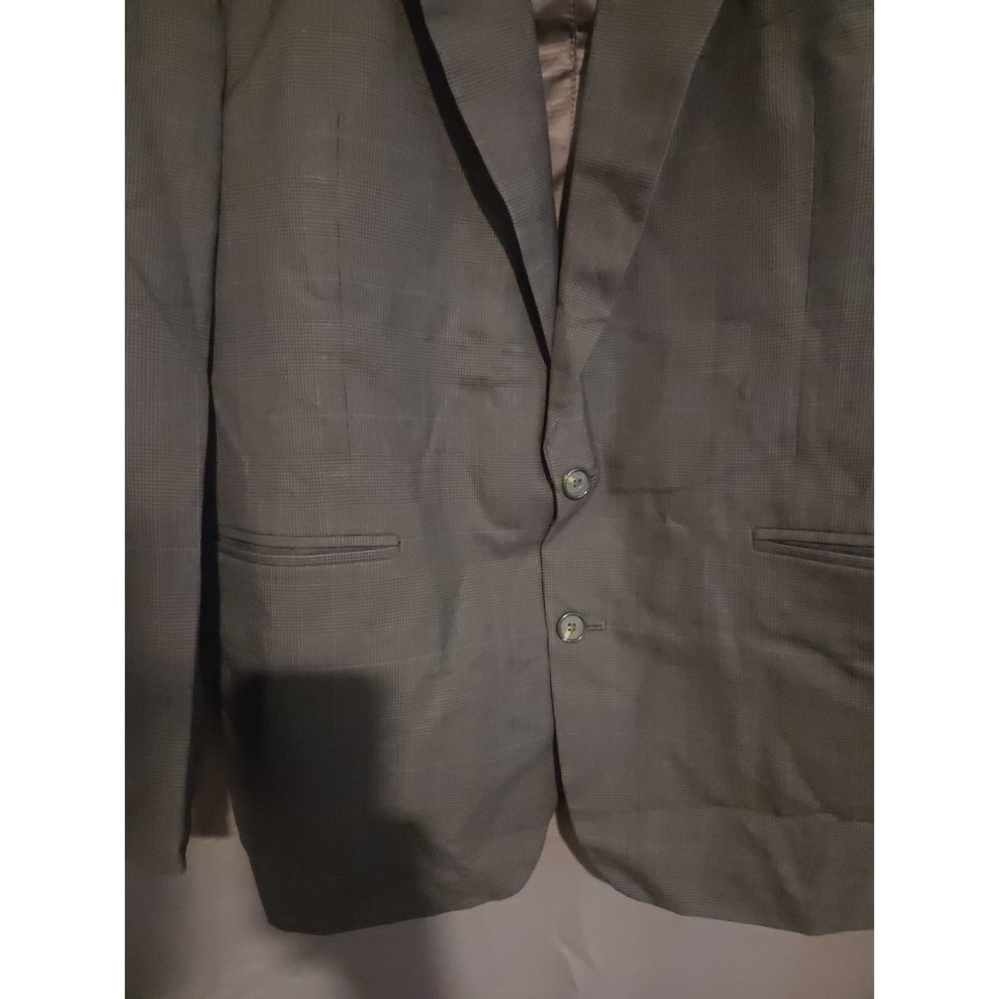 Hardy Amies Grey Glen Check Pure Wool Sport Coat, Men's 42R Two Button Blazer - Thumbnail 6