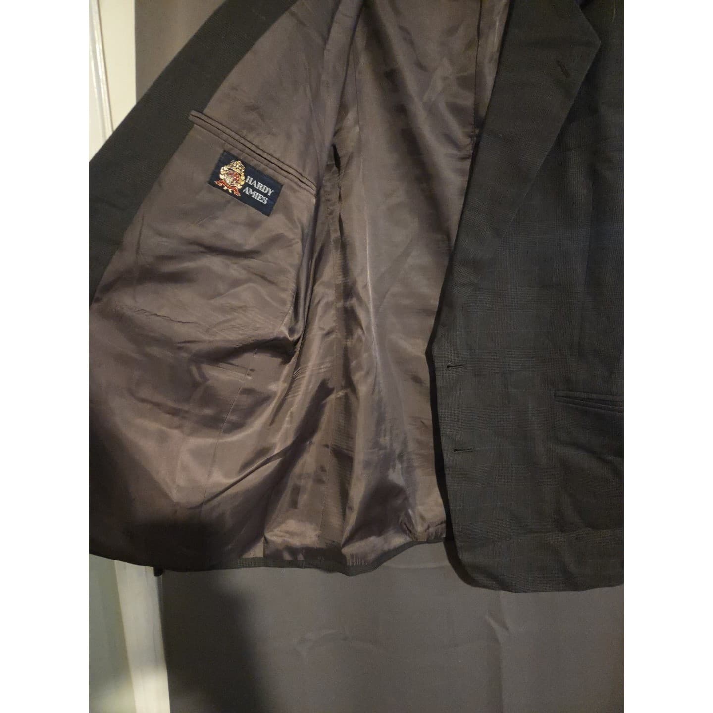 Hardy Amies Grey Glen Check Pure Wool Sport Coat, Men's 42R Two Button Blazer - Thumbnail 8