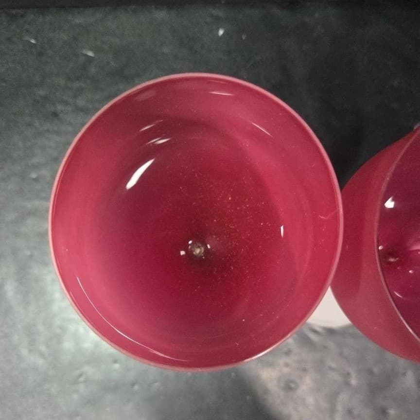 Ruby Red Frosted Mid-Century Wine Glasses, Set of 2, Replacement Stemware - Thumbnail 7
