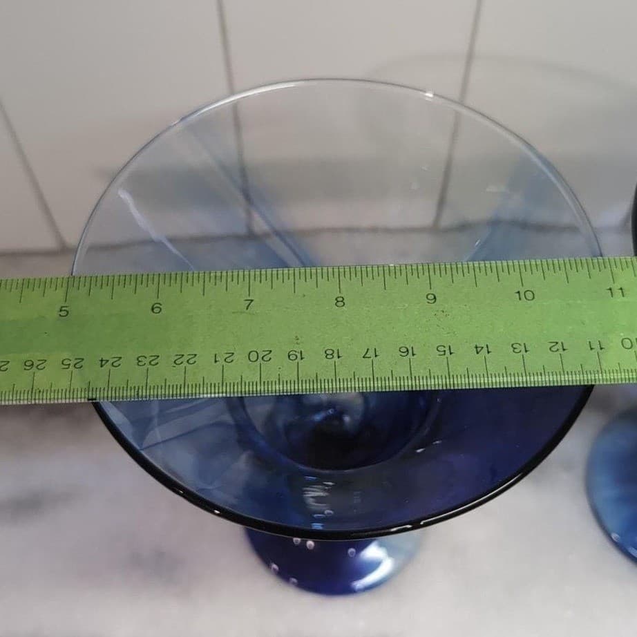 Libbey Cobalt Blue Martini Glasses, Set of 2, Stemware, Marbelique Swirl Design - Thumbnail 10