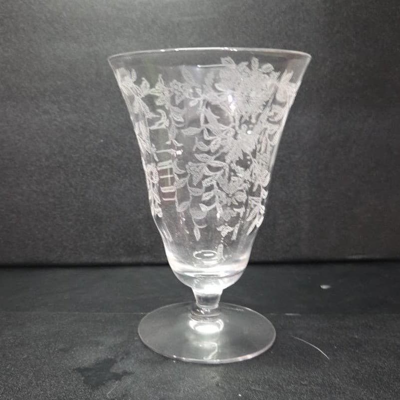 Morgantown Lace Bouquet Iced Tea Glass, Vintage Etched Floral Stemware Drinkware - Thumbnail 5