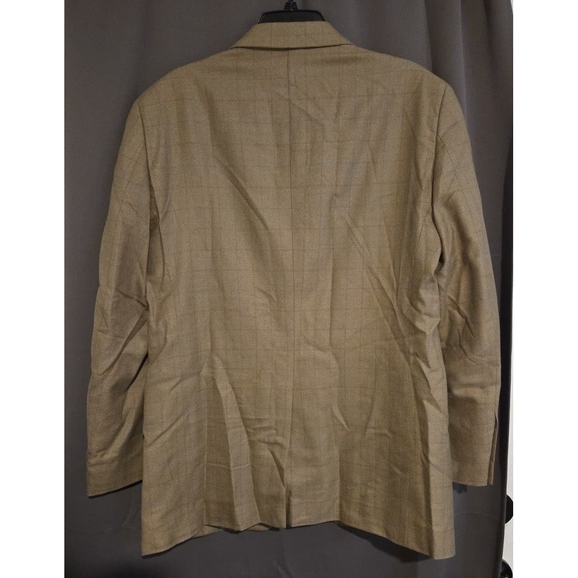 Joseph & Feiss Gold Plaid Brown Blazer, Men's 42R Sport Coat, Beige Jacket - Thumbnail 4