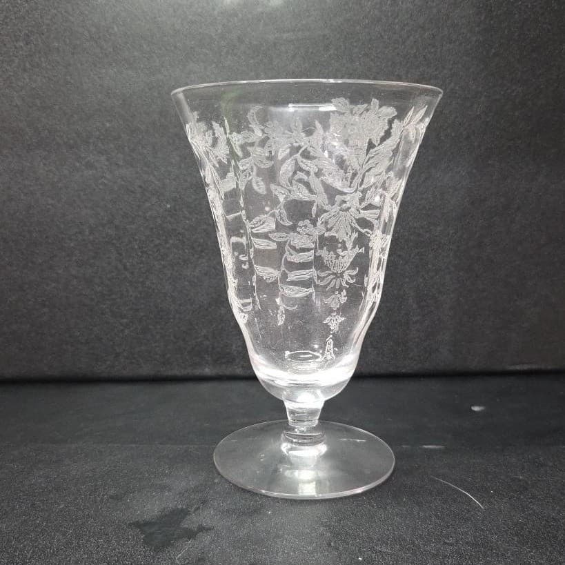 Morgantown Lace Bouquet Iced Tea Glass, Vintage Etched Floral Stemware Drinkware - Thumbnail 4