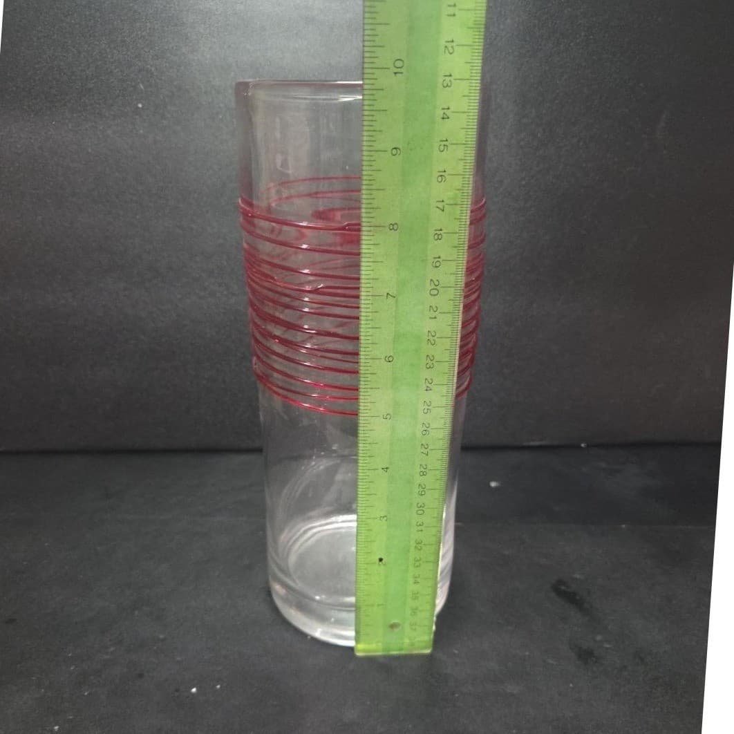 Pier 1 Imports Red Swirline Glass Vase, Vintage Handcrafted Flower Display - Thumbnail 9
