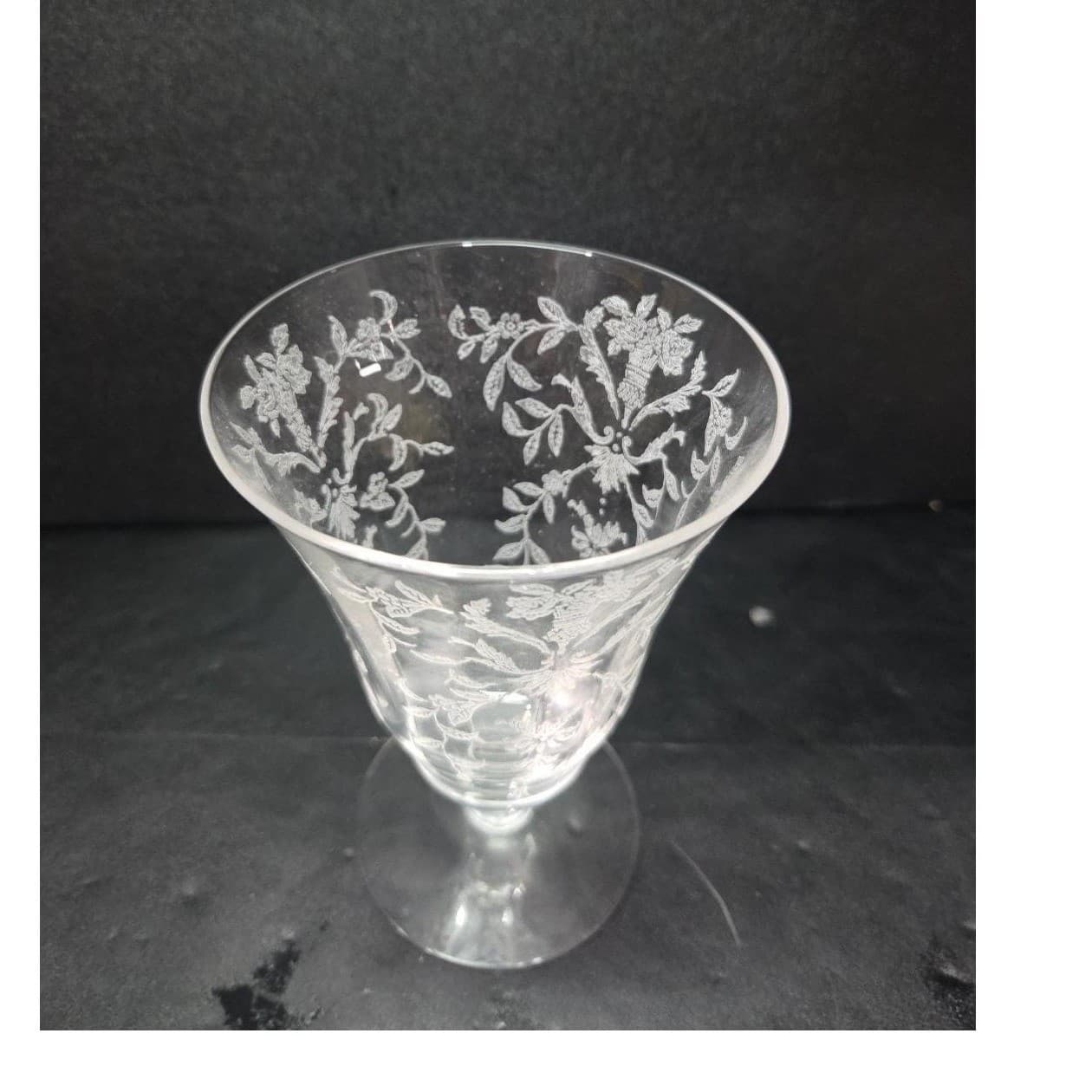 Morgantown Lace Bouquet Iced Tea Glass, Vintage Etched Floral Stemware Drinkware - Thumbnail 6