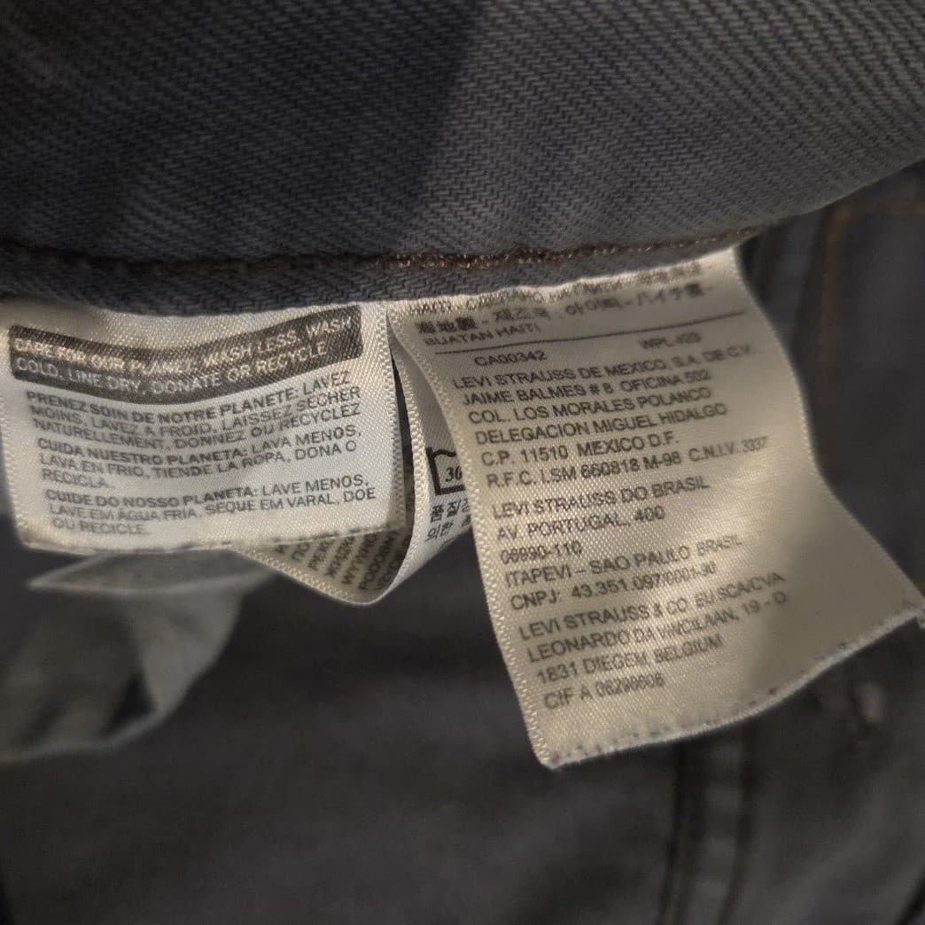 Levis 501 Original Fit Grey Straight Leg Button Fly Denim Jeans, Men's W38 L32 - Thumbnail 7