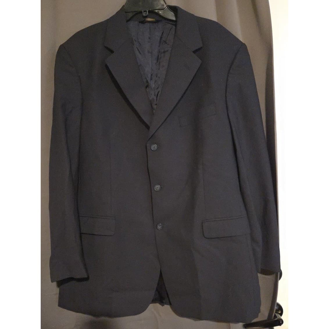 Brooks Brothers 346 Navy Blue Wool Stretch 3 Button Blazer, Men's 44L Sport Coat - Thumbnail 3