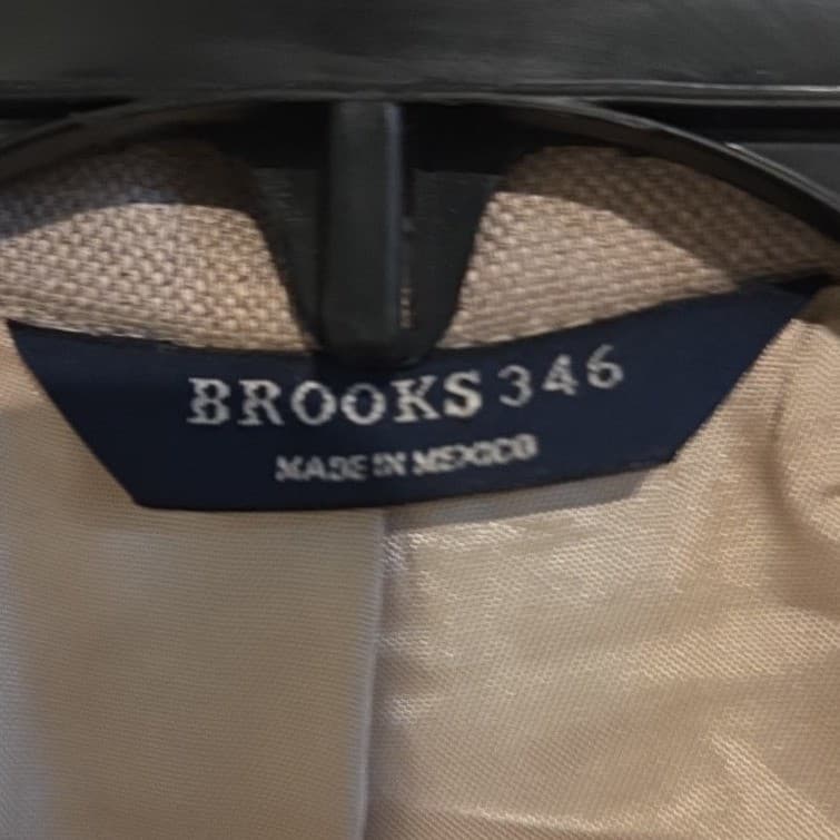 Brooks 346 Tan Wool Linen Blend 2-Button Sport Coat, Men's 41R Beige Blazer - Thumbnail 5