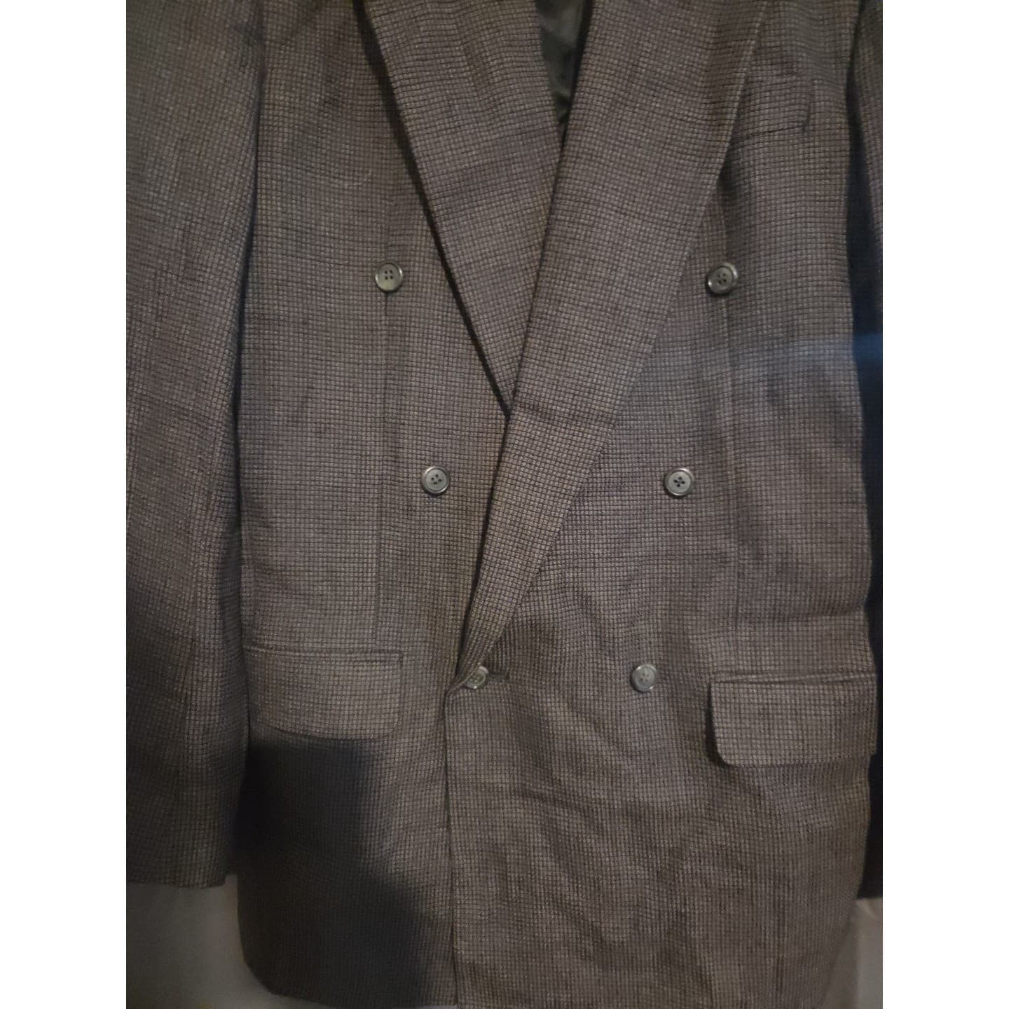 Pierre Balmain Grey 100% Pure Wool Double Breasted Blazer, Men's 40L Suit Jacket - Thumbnail 6