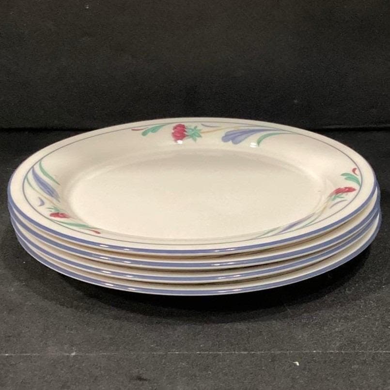 Lenox Chinastone Poppies On Blue Luncheon Plates, Set Of 4, Vintage Dinnerware - Thumbnail 7