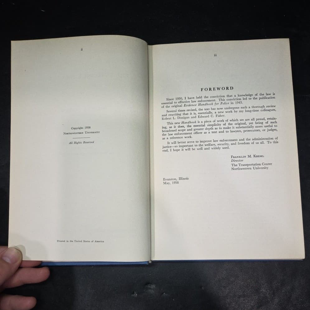 Evidence Handbook 1958 Donigan Fisher Northwestern University Law Police Book - Thumbnail 5