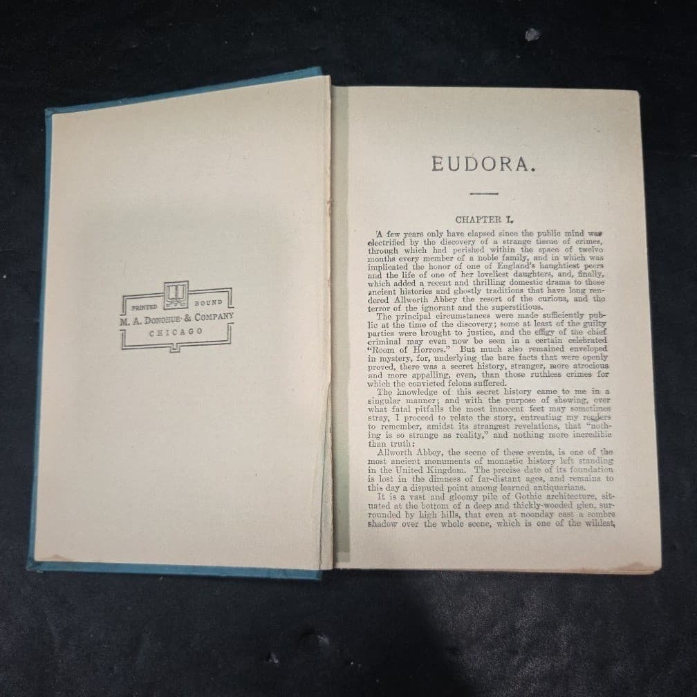Eudora or The False Princess Mrs Southworth Antique 1910 Blue Decorative Book - Thumbnail 5