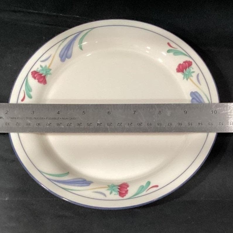 Lenox Chinastone Poppies On Blue Luncheon Plates, Set Of 4, Vintage Dinnerware - Thumbnail 2