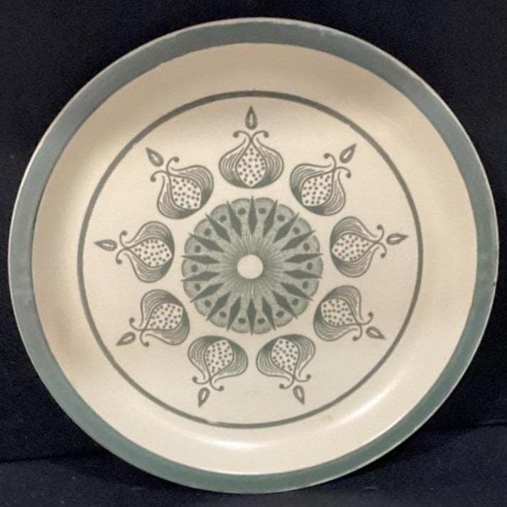 Canonsburg Pottery "Meadow Lane Green Onion" Dinner Plate, Vintage Pattern - Thumbnail 5