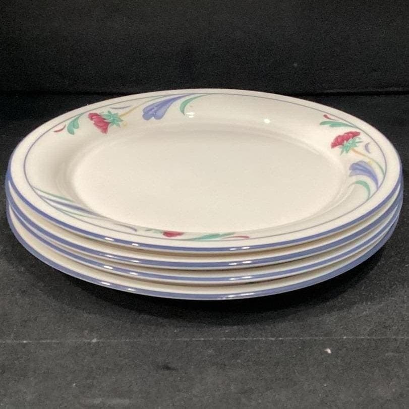 Lenox Chinastone Poppies On Blue Luncheon Plates, Set Of 4, Vintage Dinnerware - Thumbnail 10