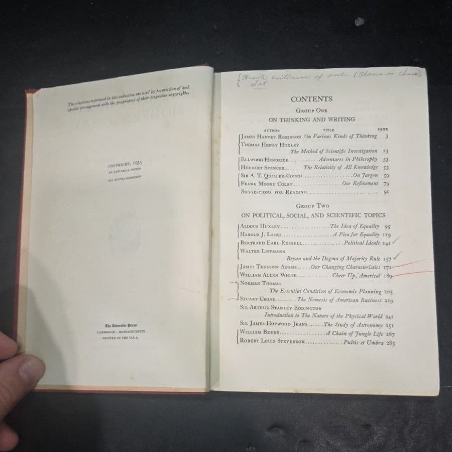 Readings in the Modern Essay 1933 Edward S Noyes Houghton Mifflin Hardcover Book - Thumbnail 5