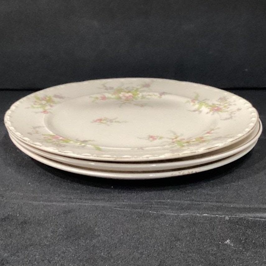 Crooksville China Mismatched Dinner Plates, Set of 3 Roses & Purple/White Floral - Thumbnail 17