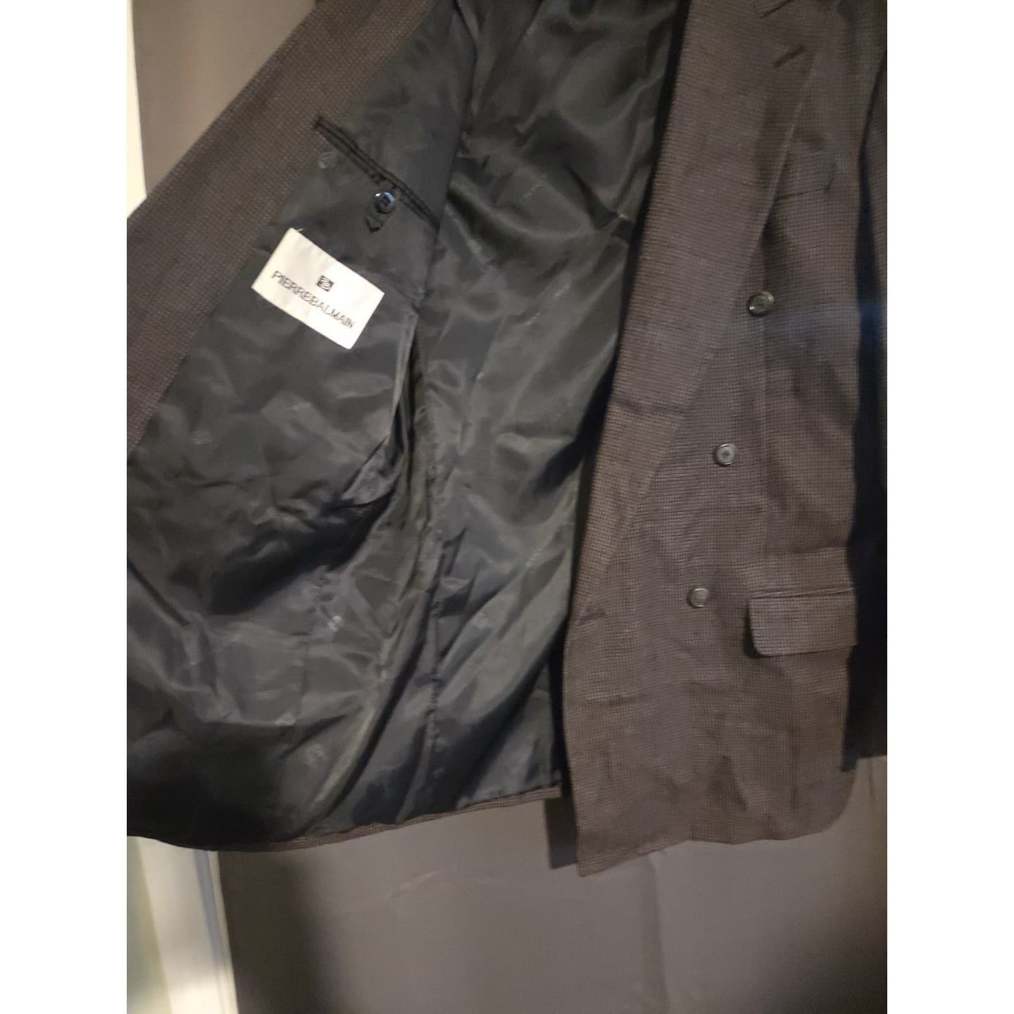 Pierre Balmain Grey 100% Pure Wool Double Breasted Blazer, Men's 40L Suit Jacket - Thumbnail 8