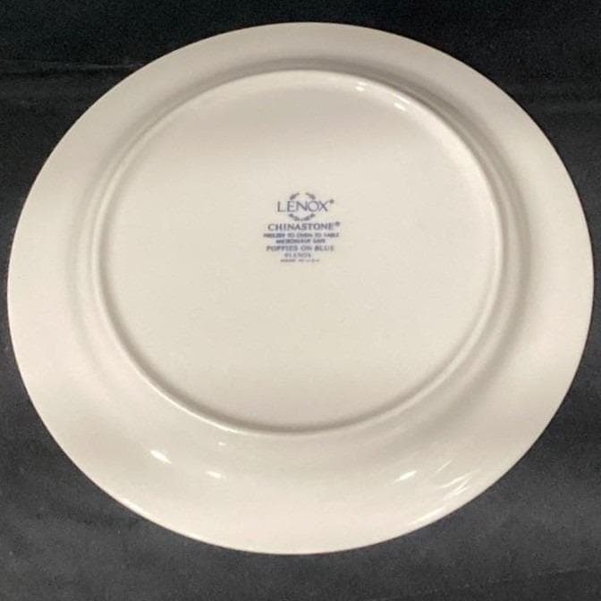 Lenox Chinastone Poppies On Blue Luncheon Plates, Set Of 4, Vintage Dinnerware - Thumbnail 4