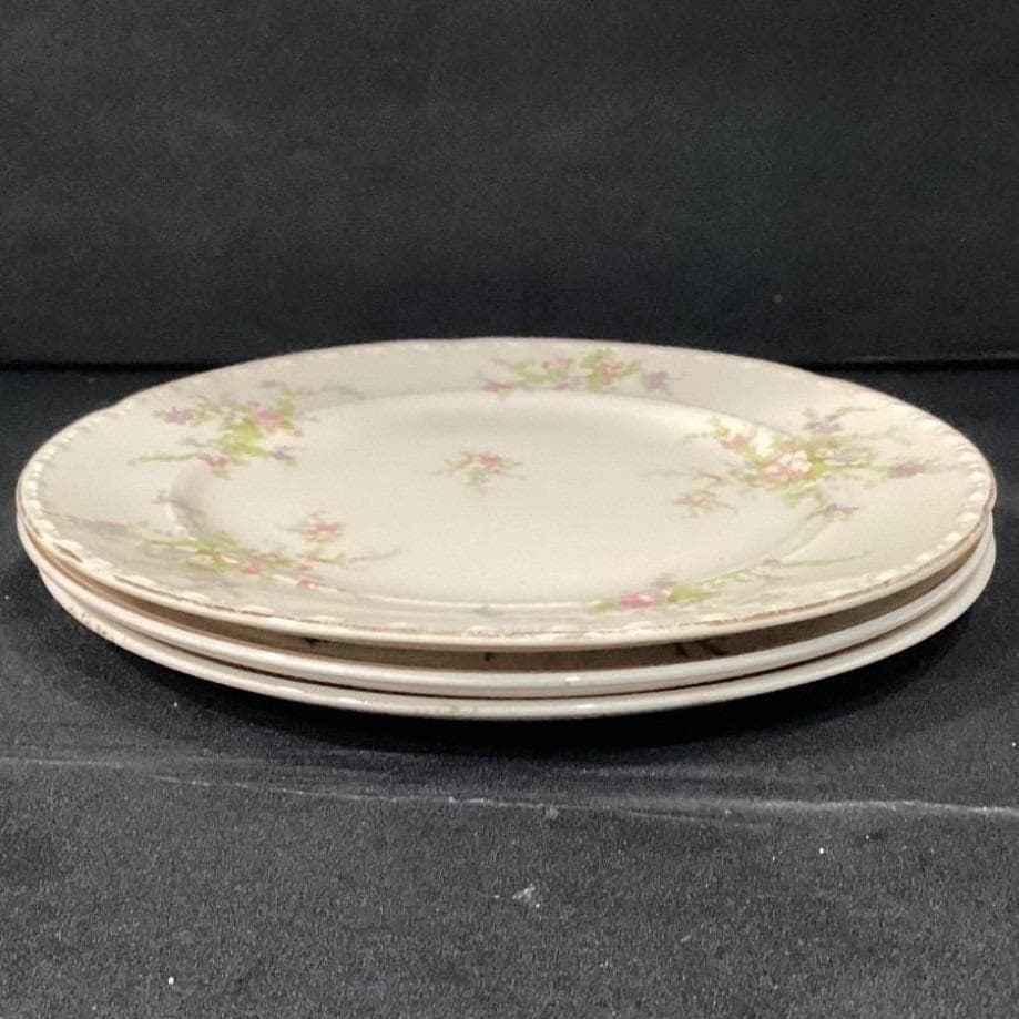 Crooksville China Mismatched Dinner Plates, Set of 3 Roses & Purple/White Floral - Thumbnail 16