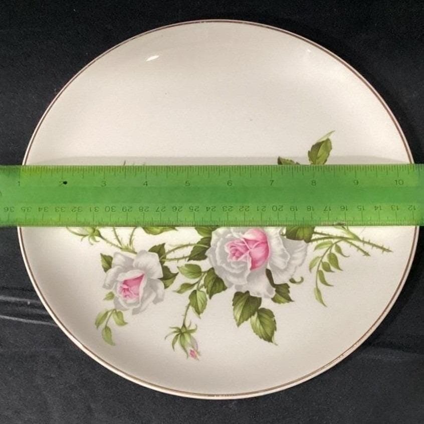 Crooksville China Mismatched Dinner Plates, Set of 3 Roses & Purple/White Floral - Thumbnail 3