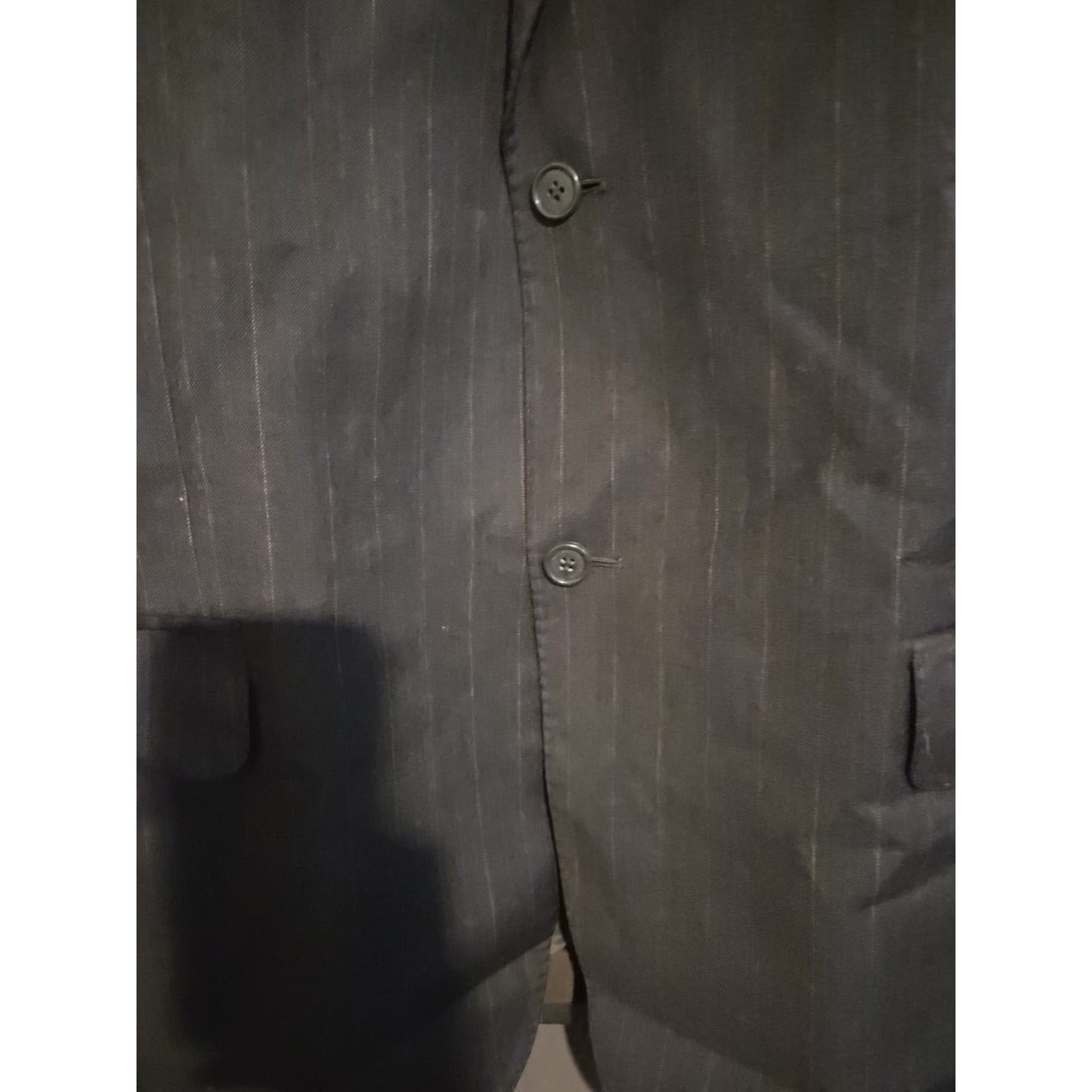 Sartoria Menchetti Italy Wool Charcoal Grey Pinstripe Blazer, Mens 44R Lanerossi - Thumbnail 6