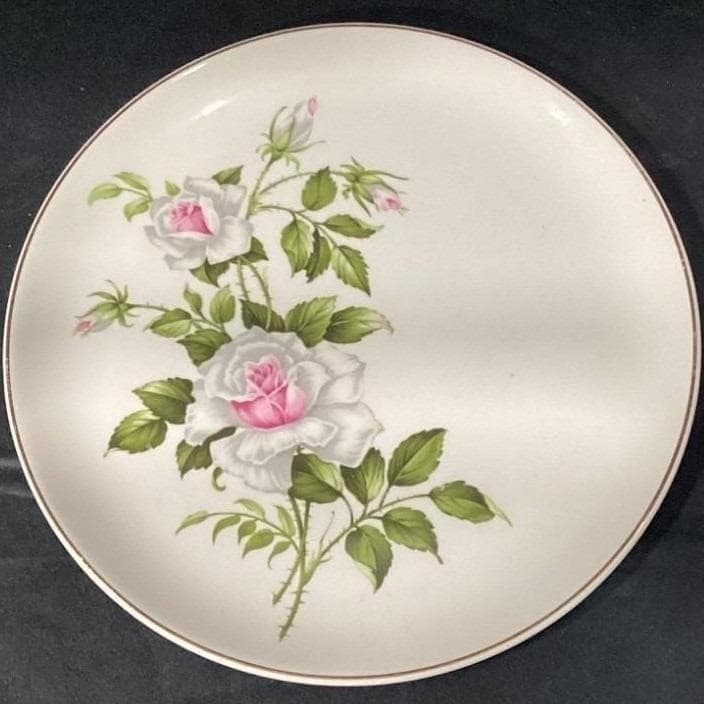 Crooksville China Mismatched Dinner Plates, Set of 3 Roses & Purple/White Floral - Thumbnail 13