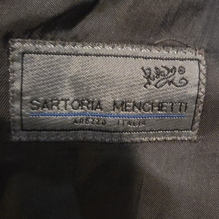 Sartoria Menchetti Italy Wool Charcoal Grey Pinstripe Blazer, Mens 44R Lanerossi - Thumbnail 5
