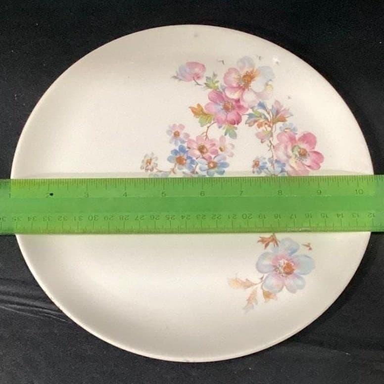 Crooksville China Mismatched Dinner Plates, Set of 3 Roses & Purple/White Floral - Thumbnail 2