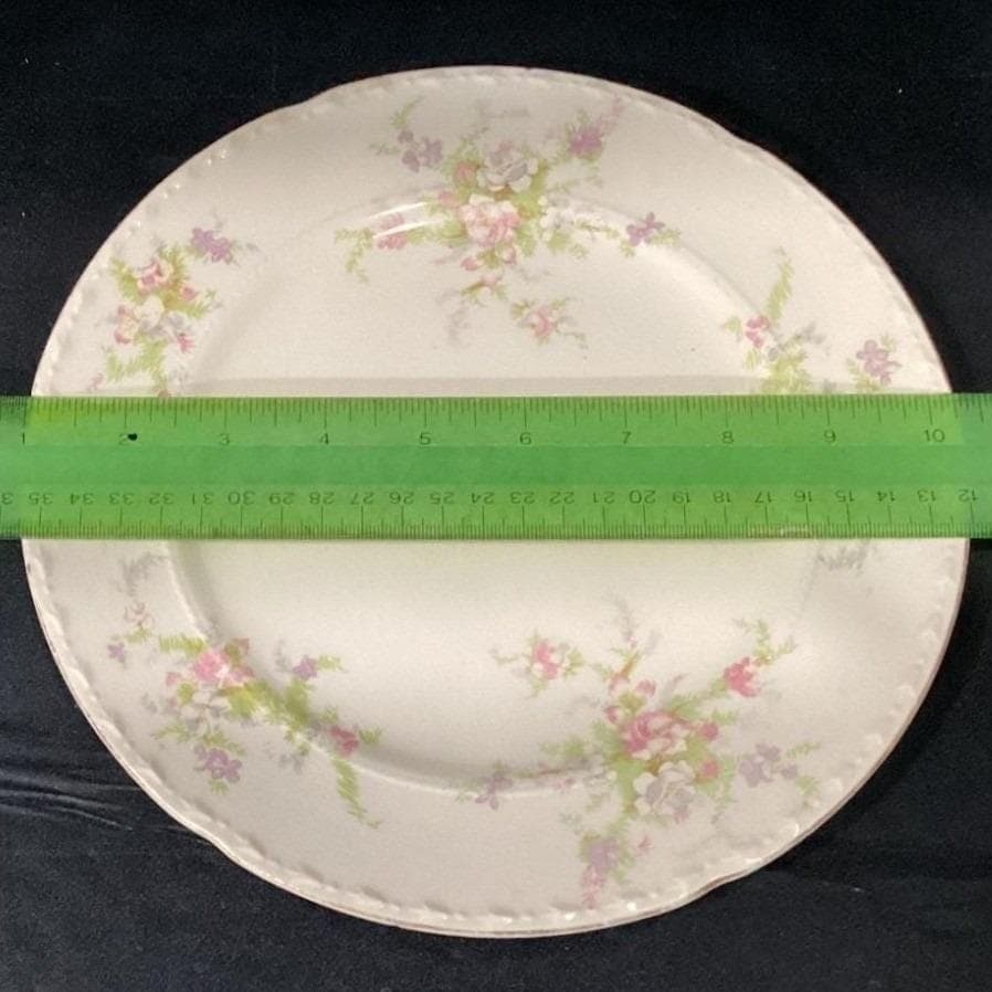 Crooksville China Mismatched Dinner Plates, Set of 3 Roses & Purple/White Floral - Thumbnail 4