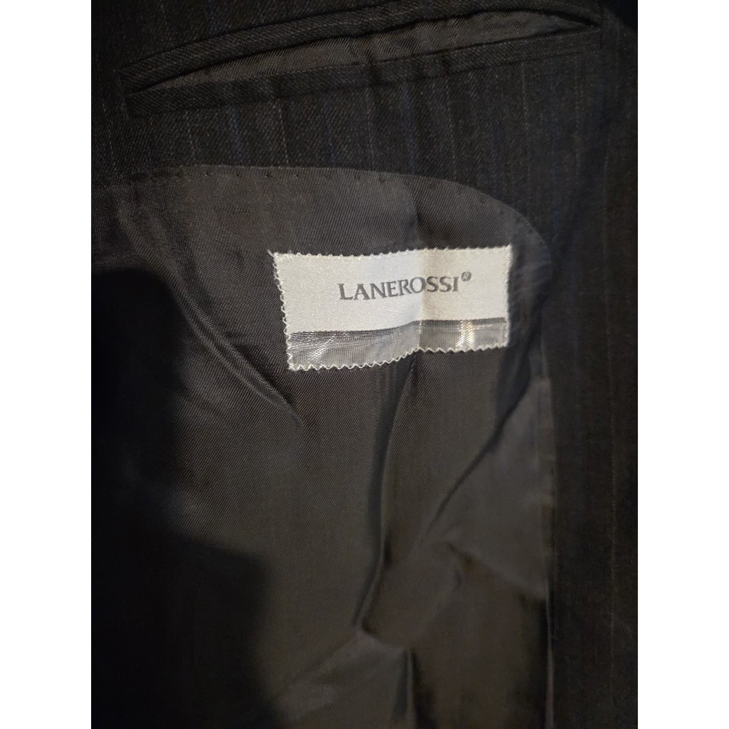 Sartoria Menchetti Italy Wool Charcoal Grey Pinstripe Blazer, Mens 44R Lanerossi - Thumbnail 10