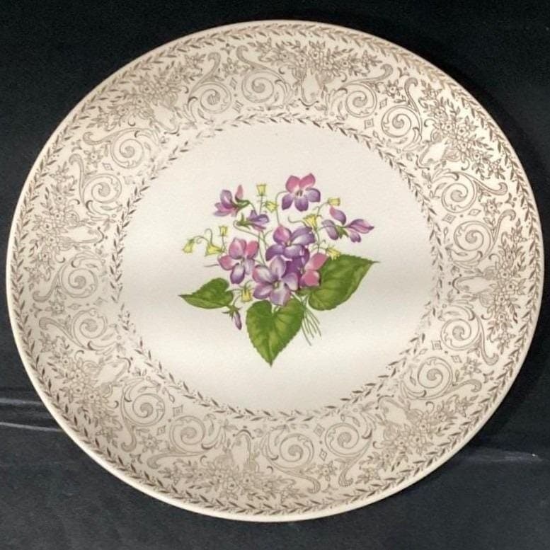 Cunningham & Pickett "Spring Violet" Decorative Plate, Vtg Hand-Decorated China - Thumbnail 7