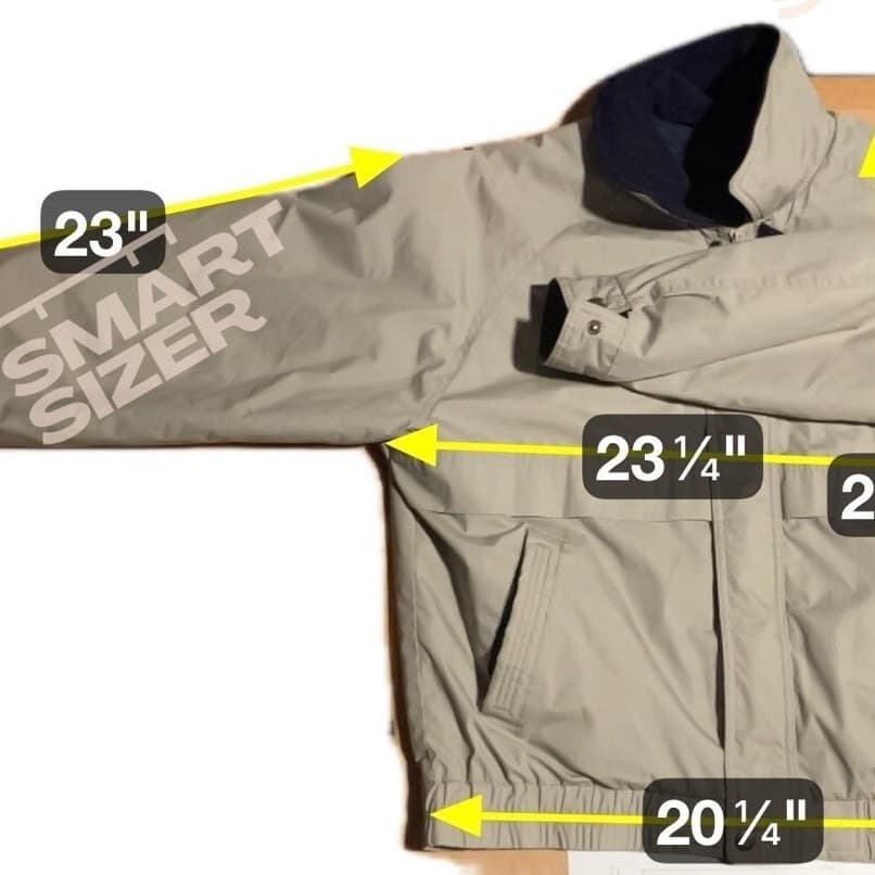 Members Only Tan Khaki Bomber Jacket, Navy Fleece Collar, Men's Medium - Thumbnail 2