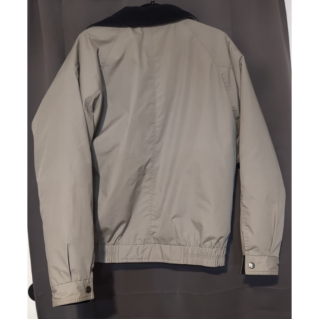 Members Only Tan Khaki Bomber Jacket, Navy Fleece Collar, Men's Medium - Thumbnail 4