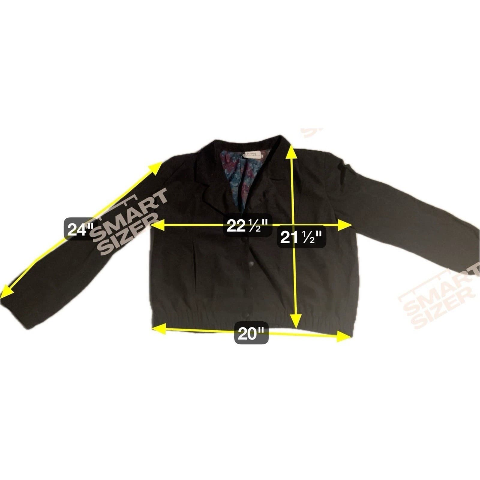 Jessica Scott Black Faux Suede Bomber Jacket, Floral Lining, Women's Small, Vtg - Thumbnail 2