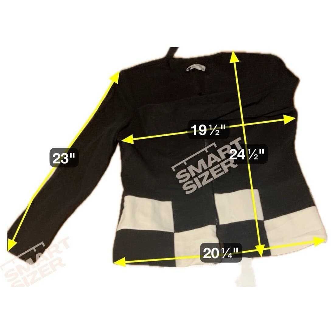 Sheri Martin New York Black White Checkerboard Zip Front Jacket, Women's Size 16 - Thumbnail 2