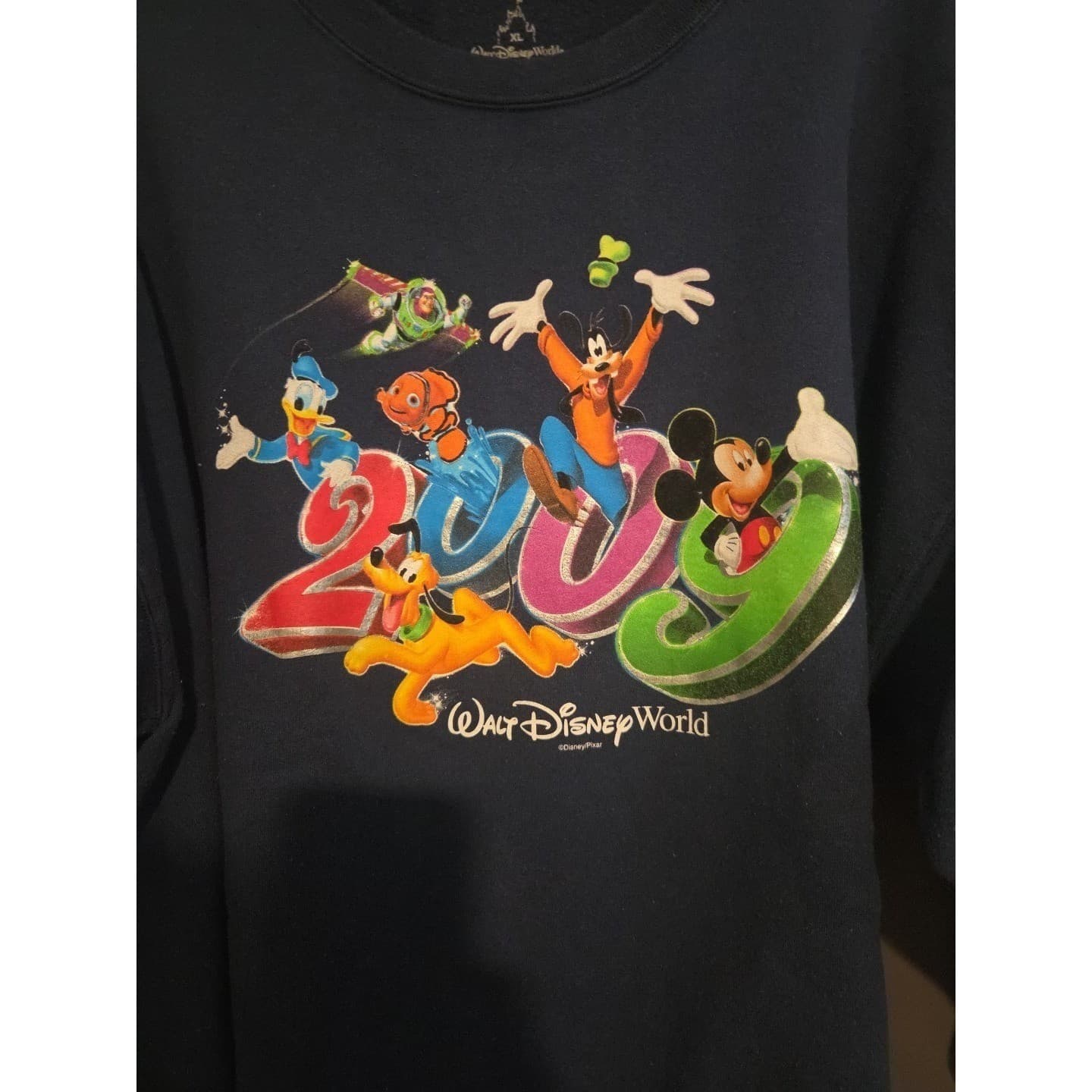 Walt Disney World 2009 Navy Blue Sweatshirt Hanes Mickey Buzz Nemo, Men's XL - Thumbnail 6
