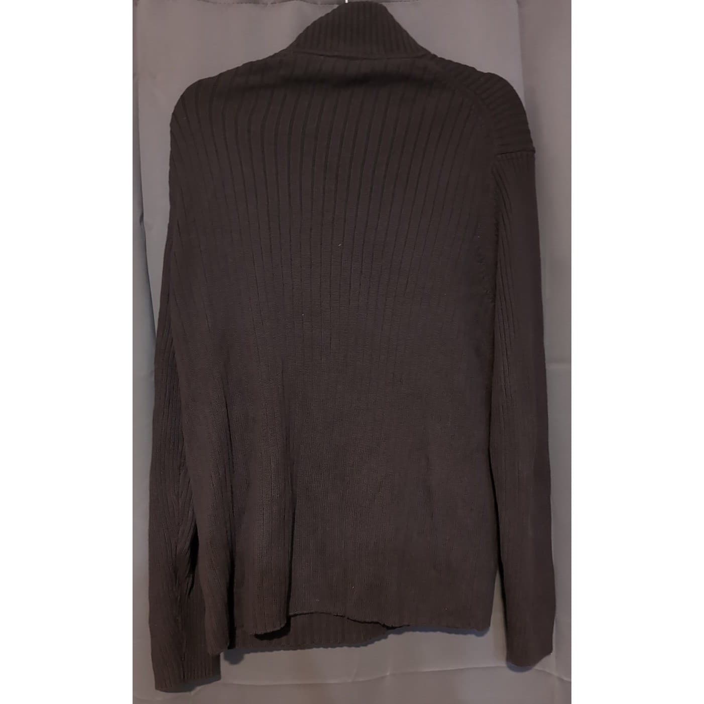 DKNY Jeans Brown Ribbed Quarter Zip Sweater, Mock Neck, Men's Large Pullover - Thumbnail 4