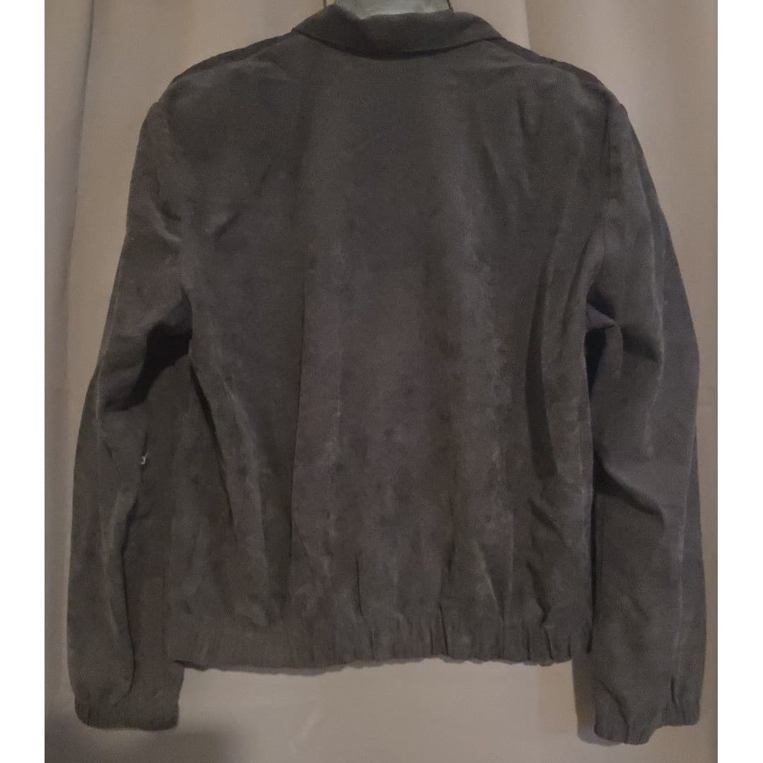 Jessica Scott Black Faux Suede Bomber Jacket, Floral Lining, Women's Small, Vtg - Thumbnail 4