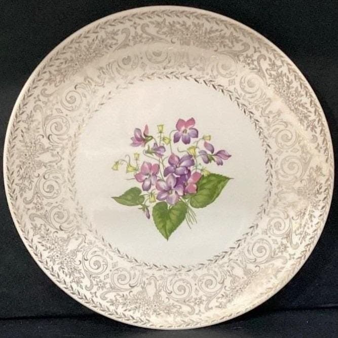 Cunningham & Pickett "Spring Violet" Decorative Plate, Vtg Hand-Decorated China - Thumbnail 6
