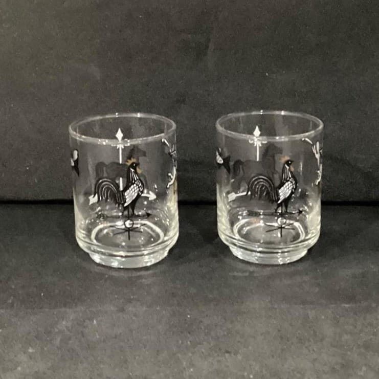 Libbey Curio Weathervane Tumbler, Set of 2, Vintage Shot Glasses, Barware - Thumbnail 2