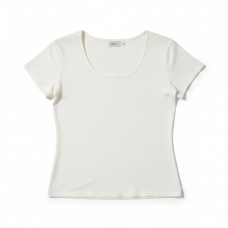 Merona Cream Scoop Neck Short Sleeve Knit Top, Women's Medium Rayon Cotton Blend