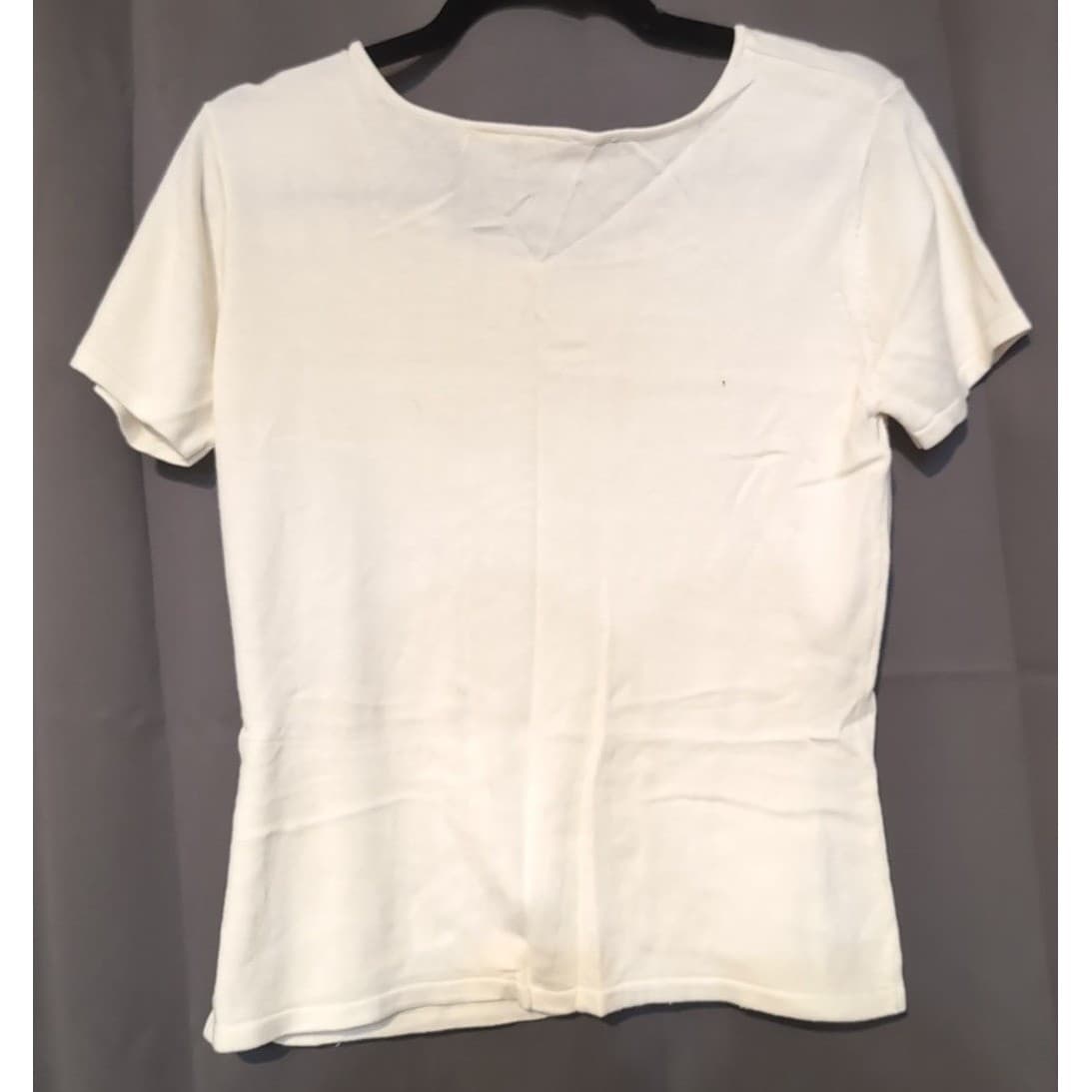 Merona Cream Scoop Neck Short Sleeve Knit Top, Women's Medium Rayon Cotton Blend - Thumbnail 4