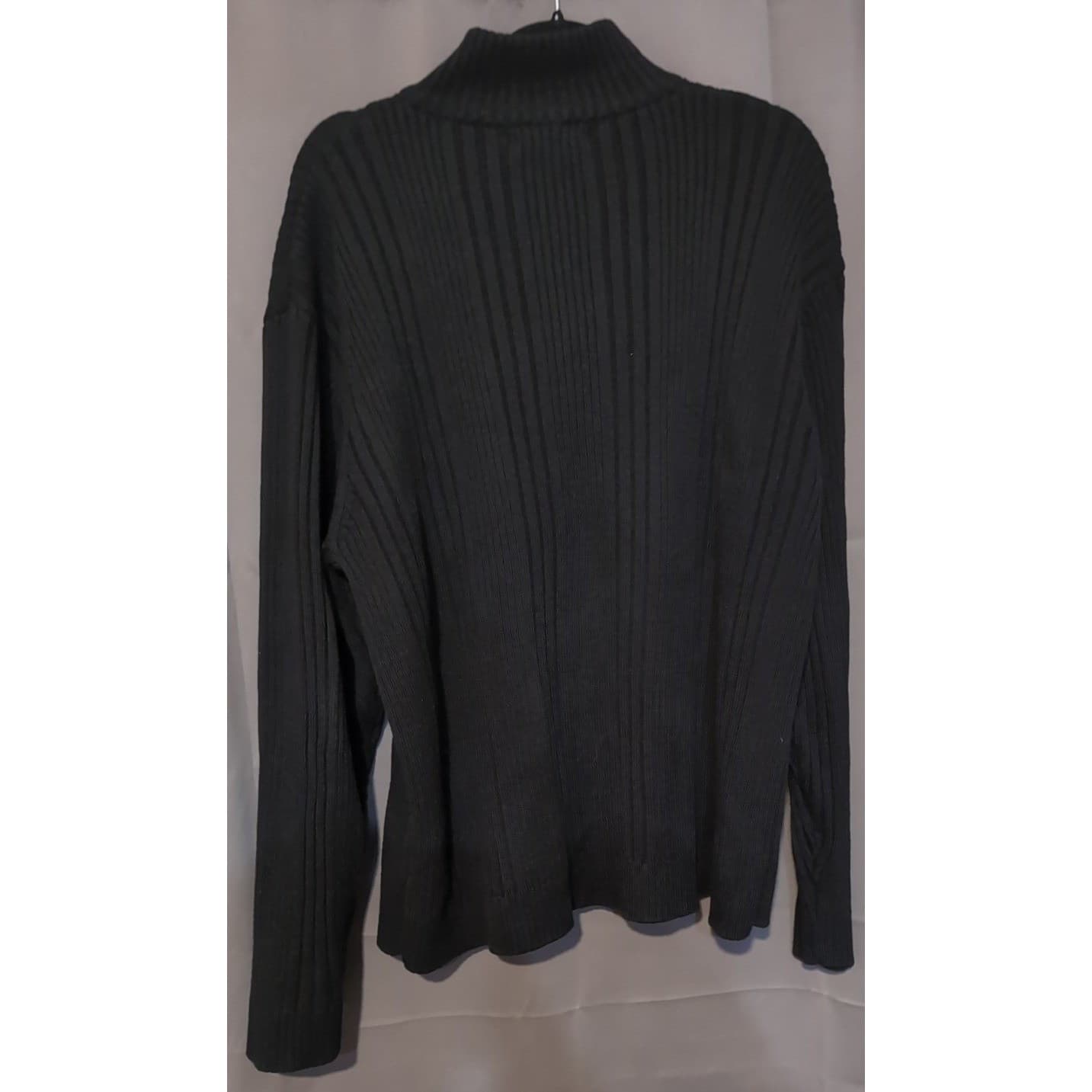 Alex Stevens Black Ribbed 100% Cotton Quarter Zip, Mock Neck Sweater Men's Large - Thumbnail 4