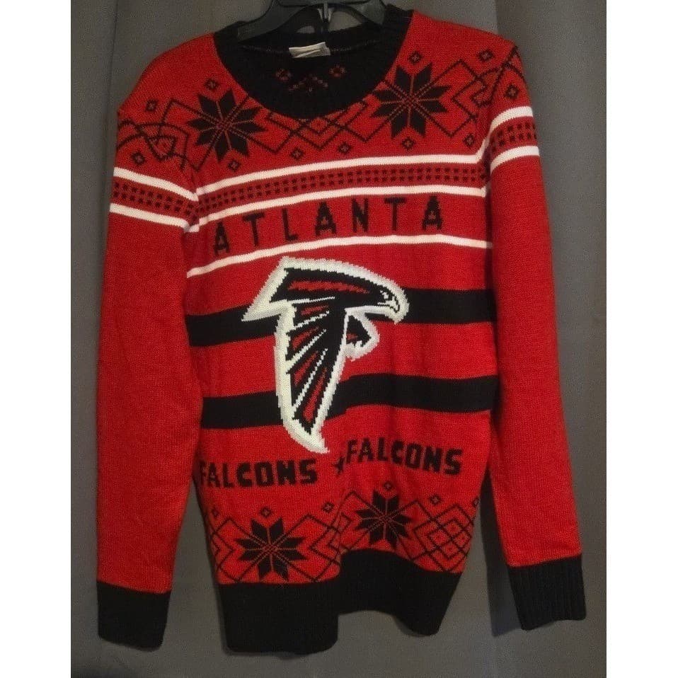 Junk Food Atlanta Falcons NFL Red Knit Fair Isle Football Sweater, Men's Small - Thumbnail 3