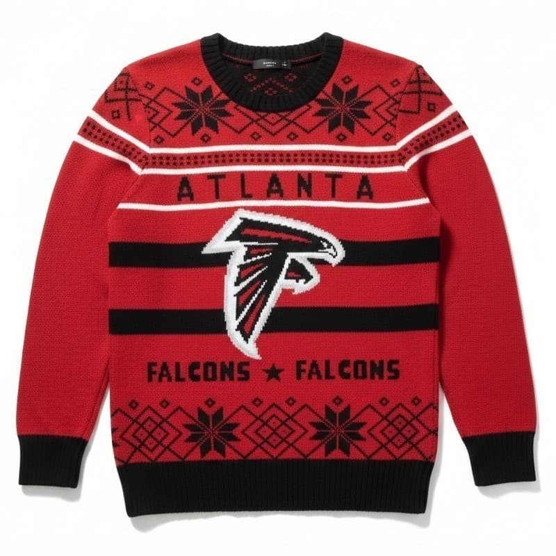 Junk Food Atlanta Falcons NFL Red Knit Fair Isle Football Sweater, Men's Small